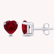Heart Shape Simulated Birthstone Stud Earrings in 14k Gold Over Sterling Silver