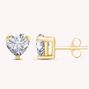Heart Shape Simulated Birthstone Stud Earrings in 14k Gold Over Sterling Silver