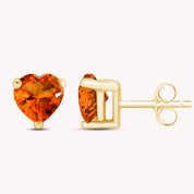 Heart Shape Simulated Birthstone Stud Earrings in 14k Gold Over Sterling Silver