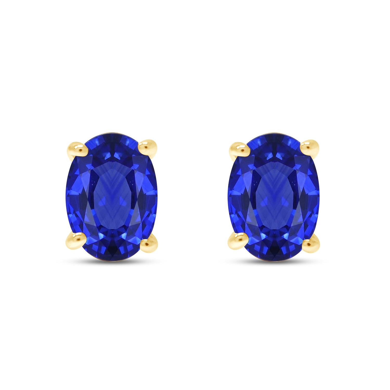 8X6MM Simulated Gemstone Solitaire Stud Earrings 14K Yellow Gold Plated Sterling Silver