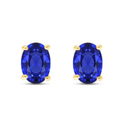 8X6MM Simulated Gemstone Solitaire Stud Earrings 14K Yellow Gold Plated Sterling Silver