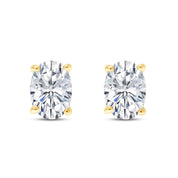8X6MM Simulated Gemstone Solitaire Stud Earrings 14K Yellow Gold Plated Sterling Silver