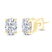 8X6MM Simulated Gemstone Solitaire Stud Earrings 14K Yellow Gold Plated Sterling Silver