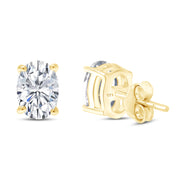 8X6MM Simulated Gemstone Solitaire Stud Earrings 14K Yellow Gold Plated Sterling Silver