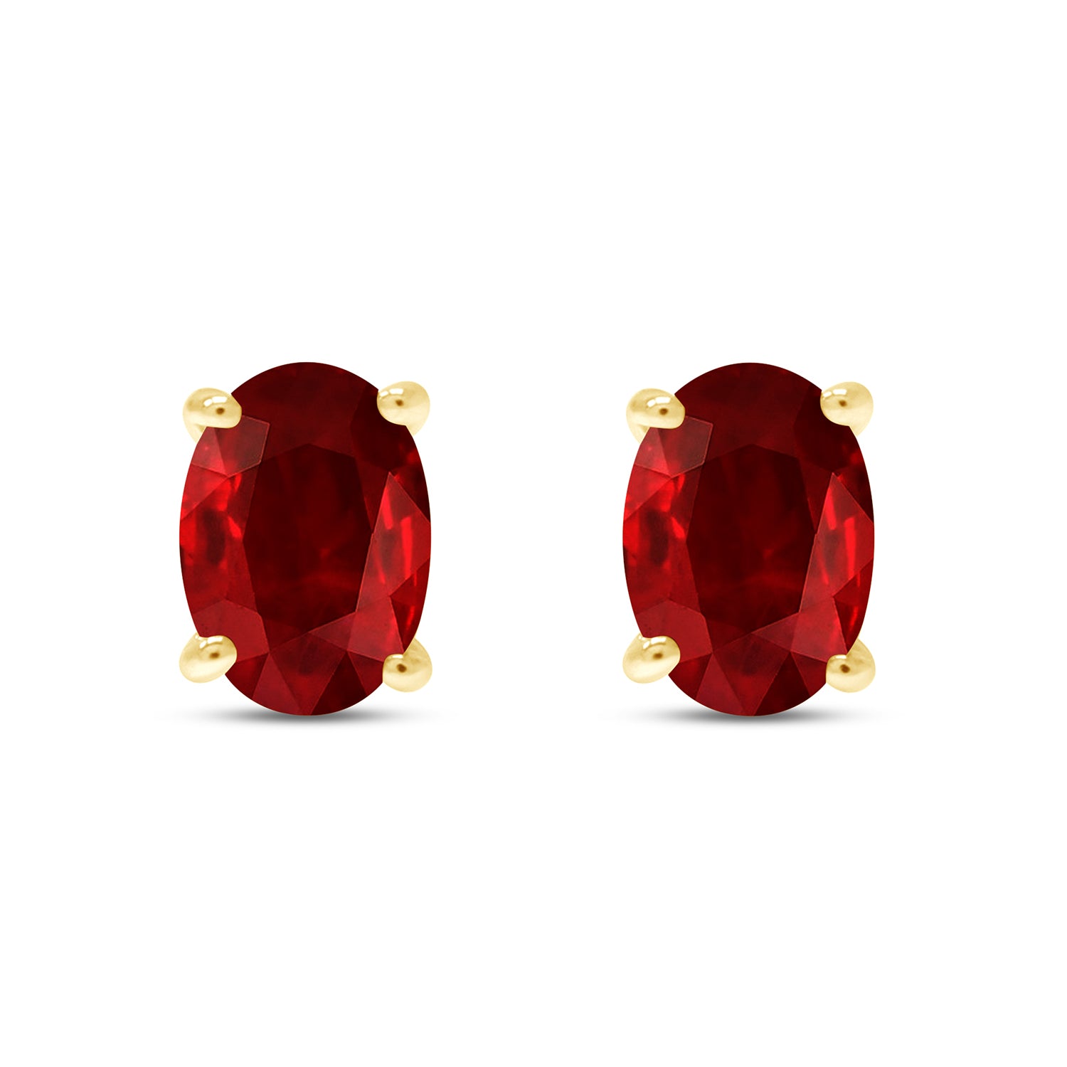 8X6MM Simulated Gemstone Solitaire Stud Earrings 14K Yellow Gold Plated Sterling Silver