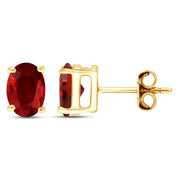 8X6MM Simulated Gemstone Solitaire Stud Earrings 14K Yellow Gold Plated Sterling Silver