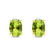 8X6MM Simulated Gemstone Solitaire Stud Earrings 14K Yellow Gold Plated Sterling Silver