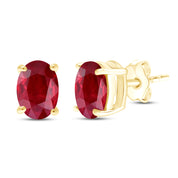 8X6MM Simulated Gemstone Solitaire Stud Earrings 14K Yellow Gold Plated Sterling Silver