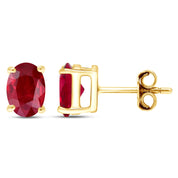 8X6MM Simulated Gemstone Solitaire Stud Earrings 14K Yellow Gold Plated Sterling Silver
