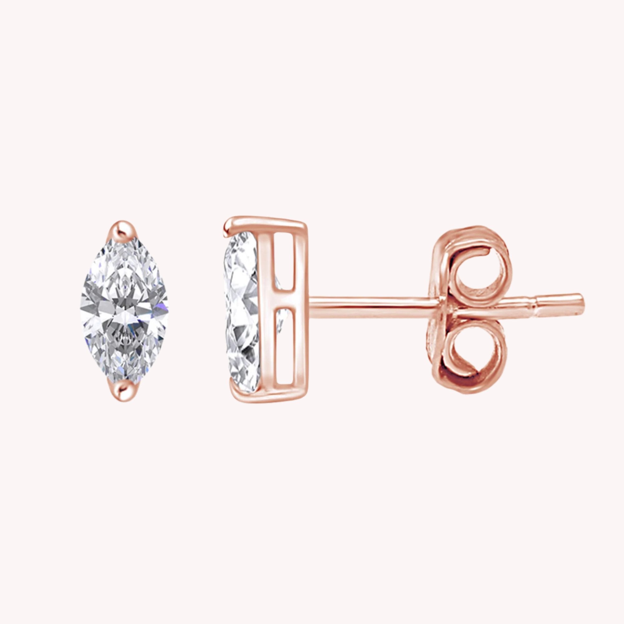Marquise Cut Lab Created Moissanite Solitaire Stud Earrings