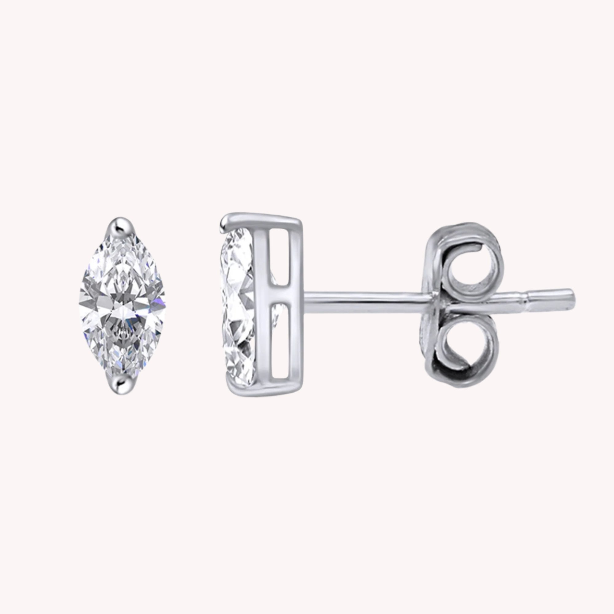 Marquise Cut Lab Created Moissanite Solitaire Stud Earrings