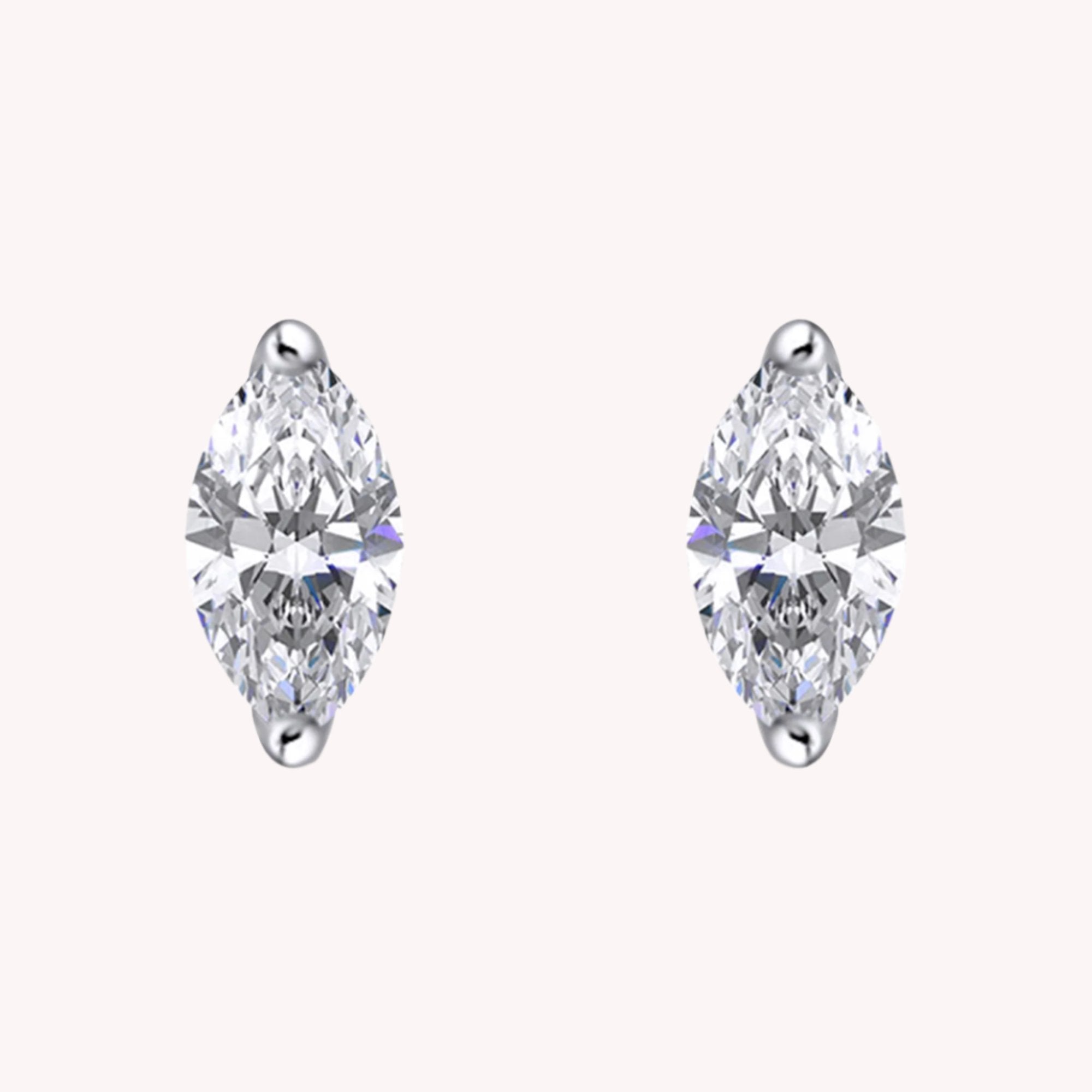 Marquise Cut Lab Created Moissanite Solitaire Stud Earrings