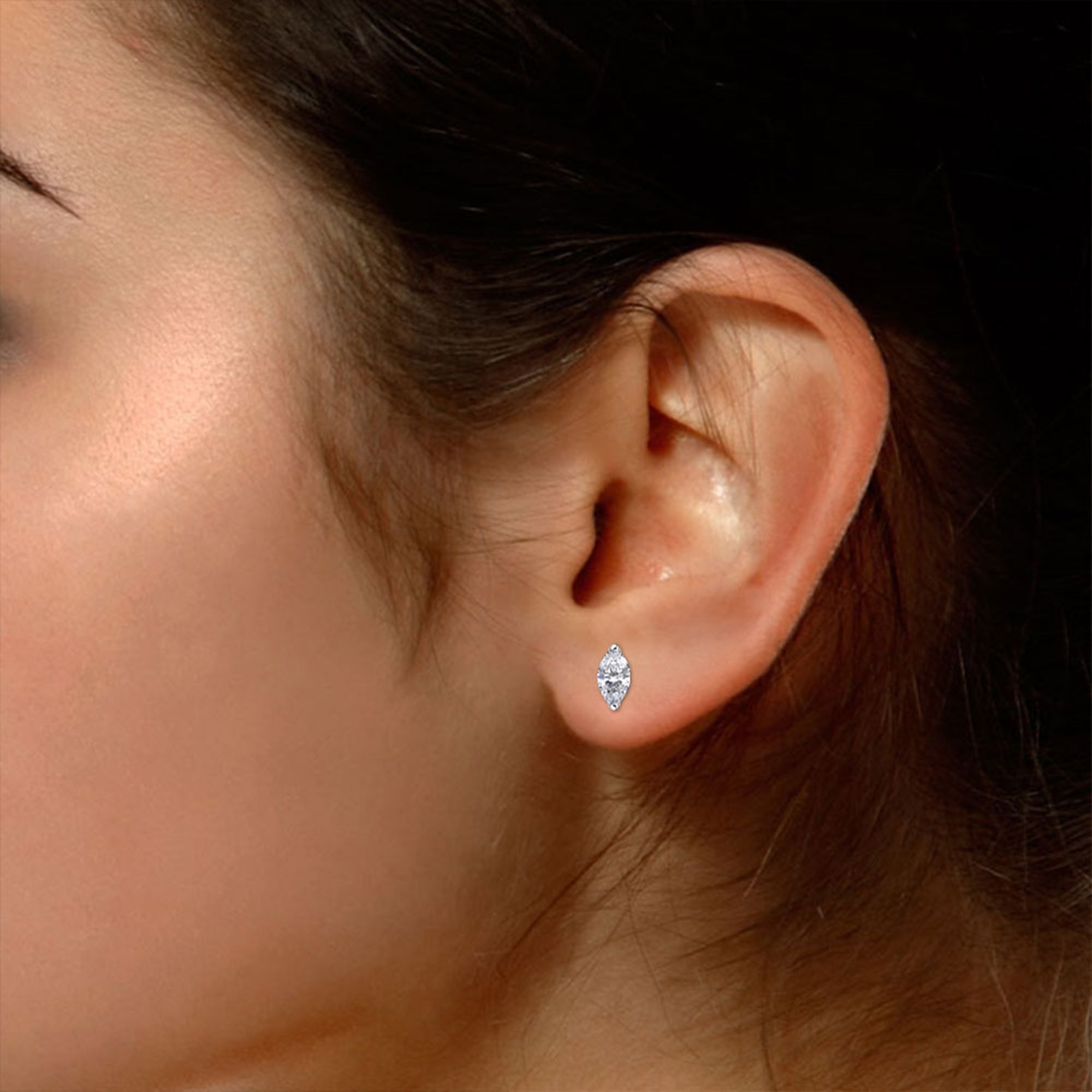Marquise Cut Lab Created Moissanite Solitaire Stud Earrings