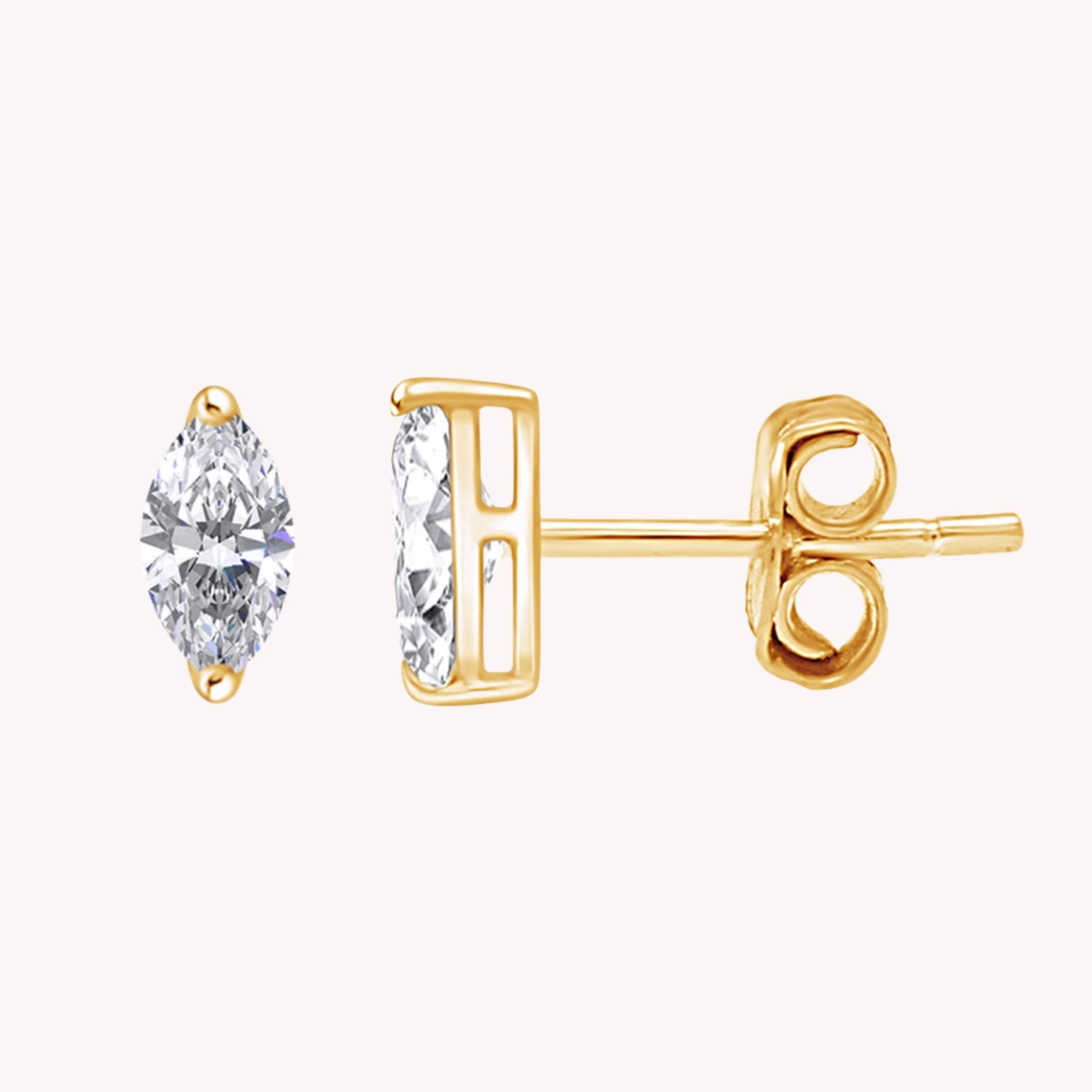 Marquise Cut Lab Created Moissanite Solitaire Stud Earrings