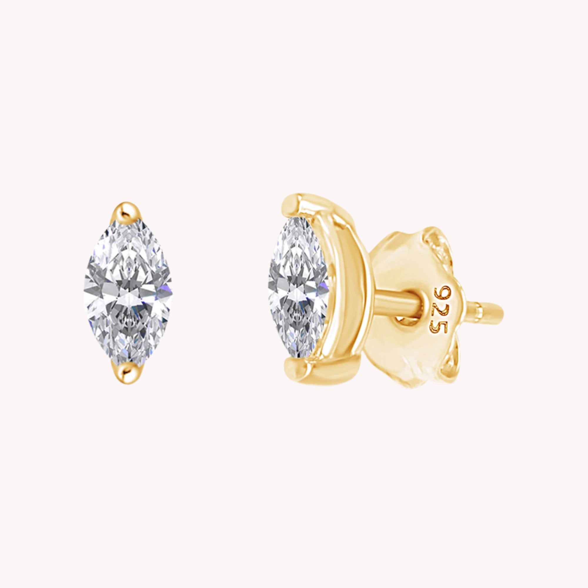 Marquise Cut Lab Created Moissanite Solitaire Stud Earrings