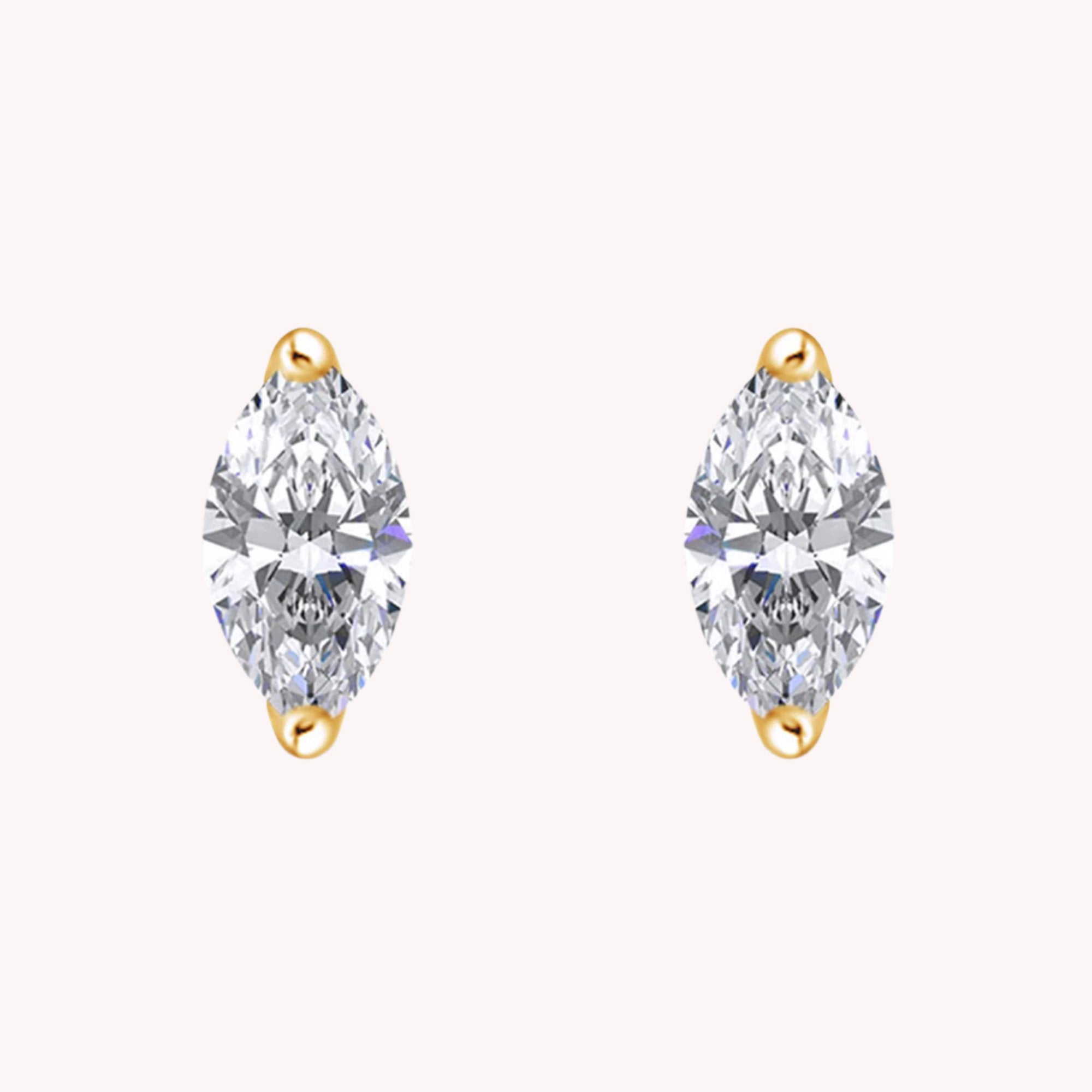 Marquise Cut Lab Created Moissanite Solitaire Stud Earrings