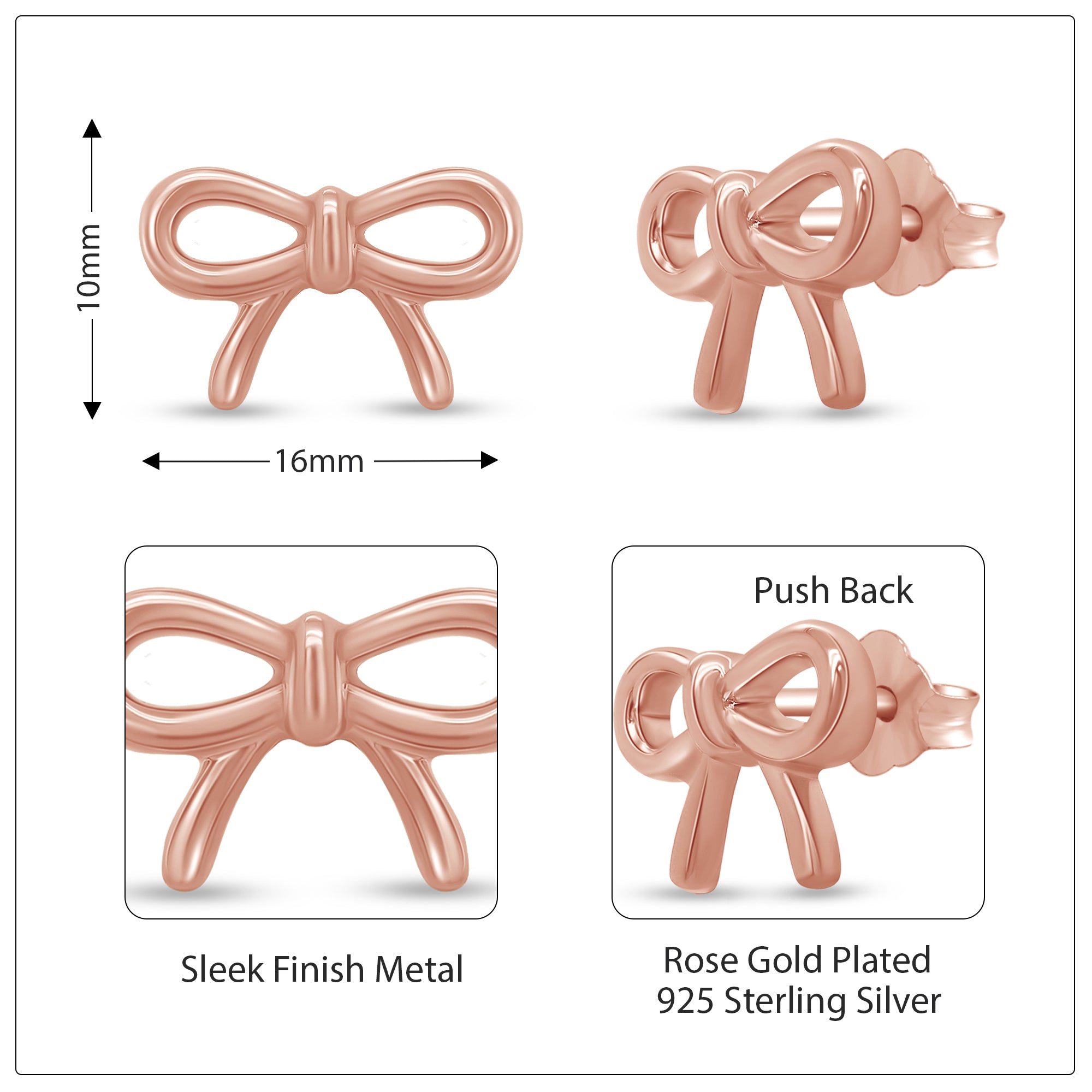 Bow Stud Earrings Sterling Silver