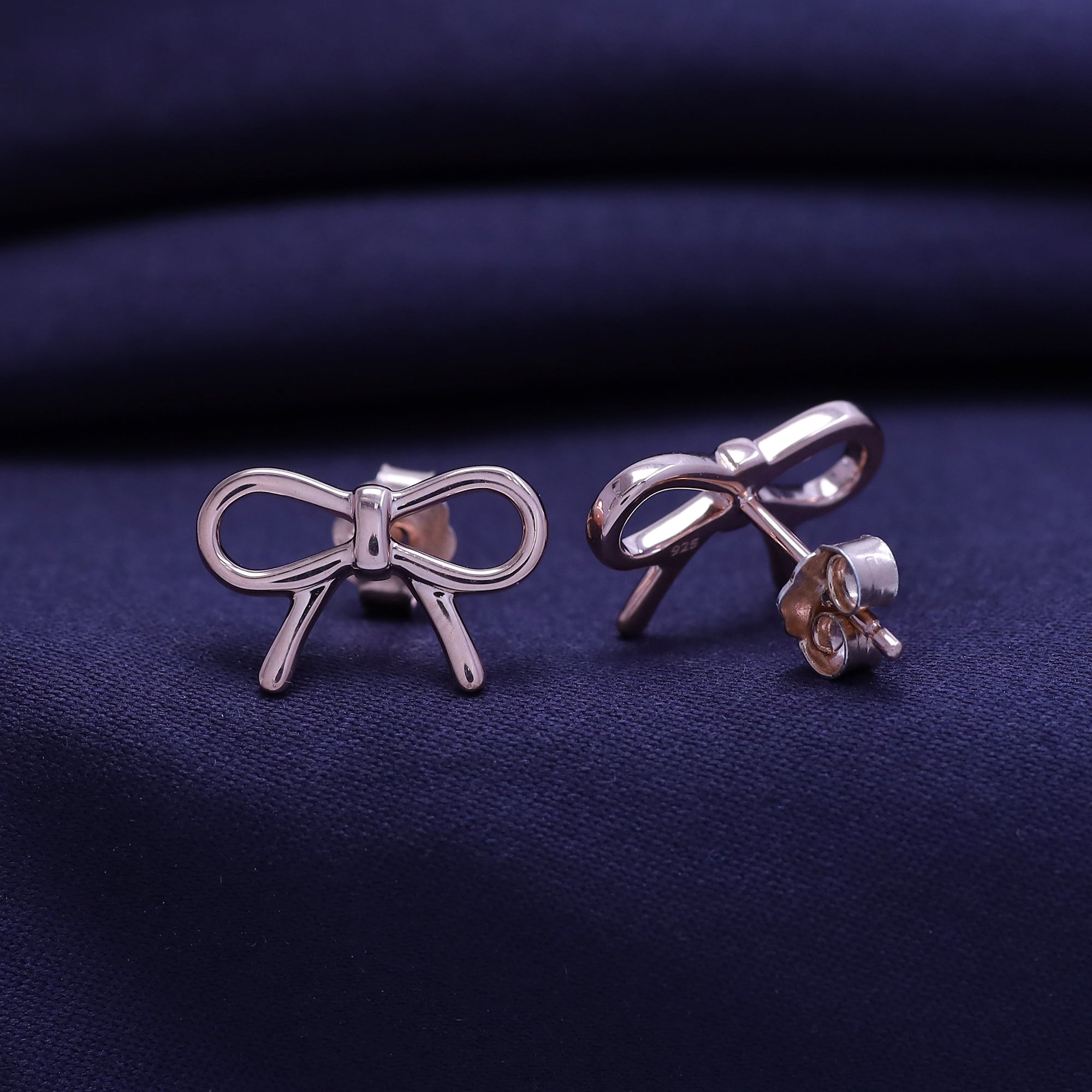 Bow Stud Earrings Sterling Silver