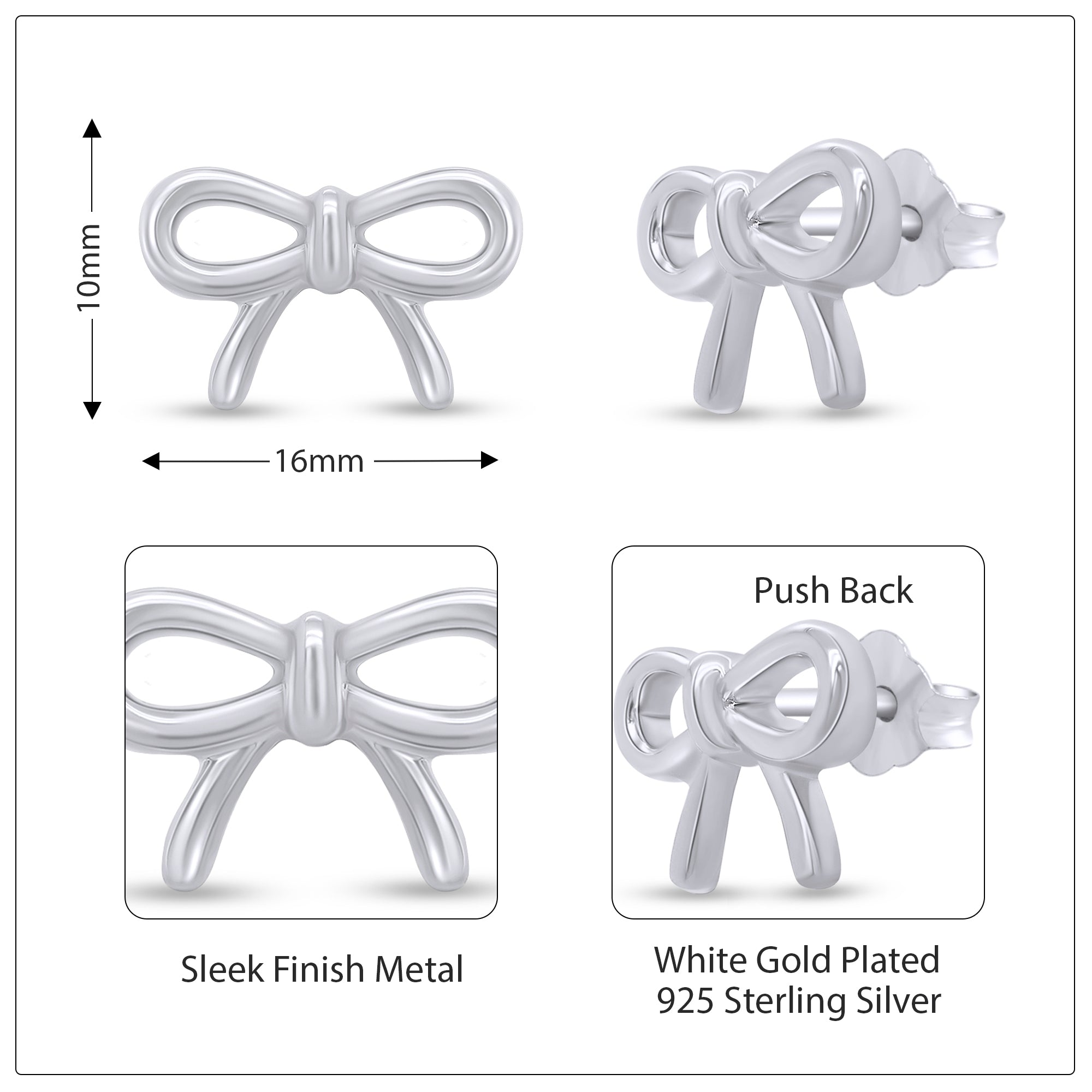 Bow Stud Earrings Sterling Silver