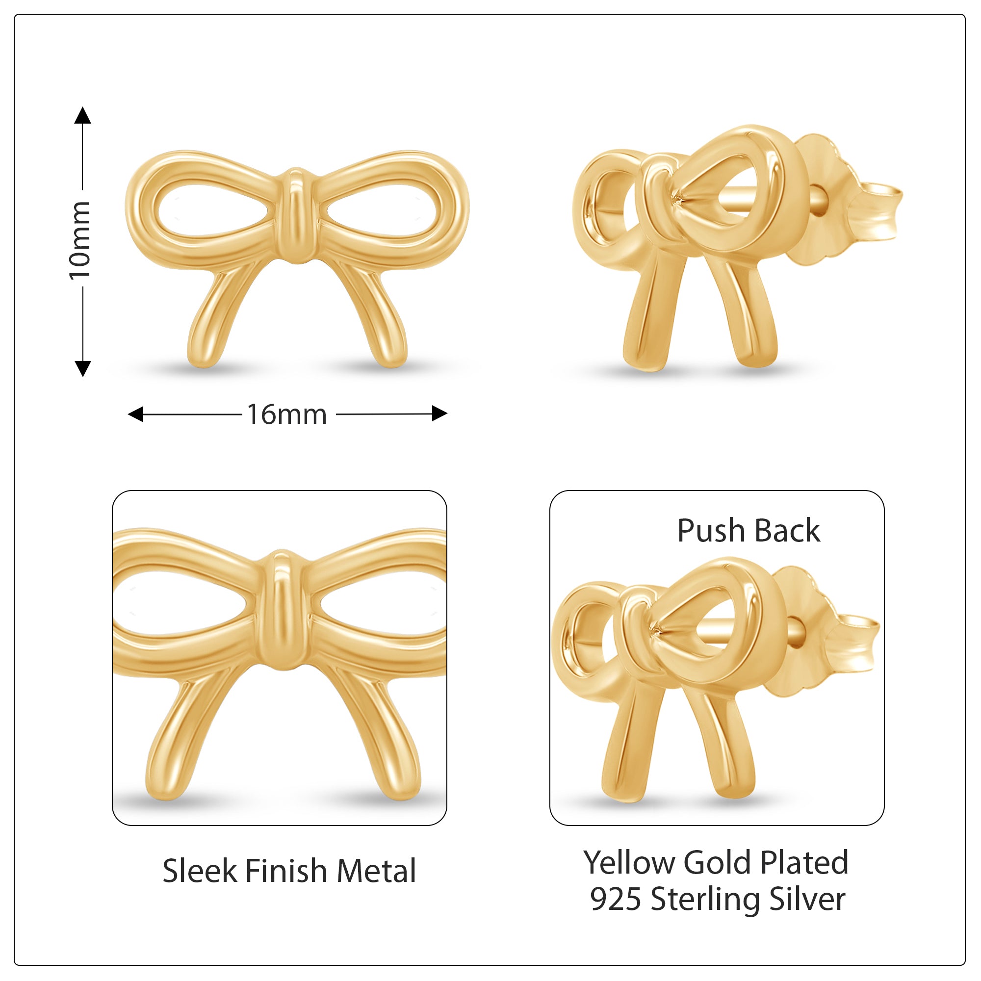 Bow Stud Earrings Sterling Silver