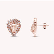Lion Head Stud Earrings for Men Lab Created Moissanite Diamond