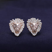 Lion Head Stud Earrings for Men Lab Created Moissanite Diamond