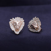 Lion Head Stud Earrings for Men Lab Created Moissanite Diamond