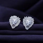 Lion Head Stud Earrings for Men Lab Created Moissanite Diamond