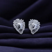 Lion Head Stud Earrings for Men Lab Created Moissanite Diamond