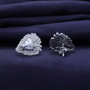 Lion Head Stud Earrings for Men Lab Created Moissanite Diamond