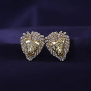 Lion Head Stud Earrings for Men Lab Created Moissanite Diamond