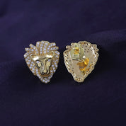 Lion Head Stud Earrings for Men Lab Created Moissanite Diamond