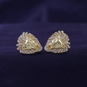 Lion Head Stud Earrings for Men Lab Created Moissanite Diamond