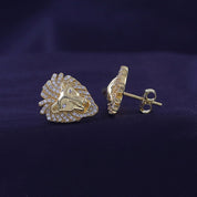 Lion Head Stud Earrings for Men Lab Created Moissanite Diamond