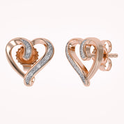 Heart Stud Earrings Natural Diamond