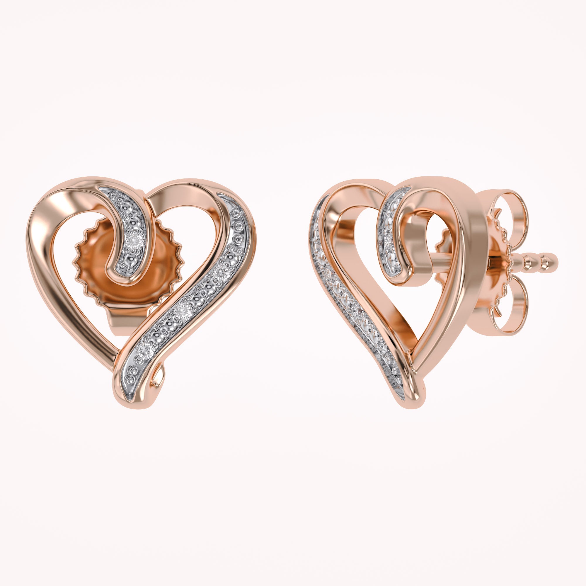 Heart Stud Earrings Natural Diamond