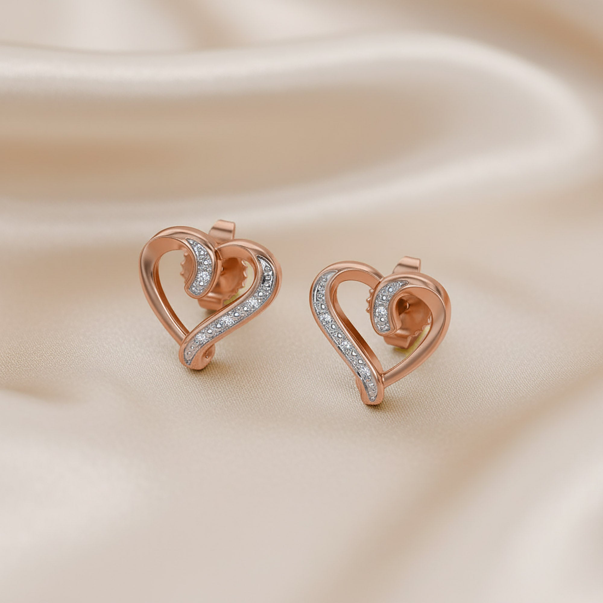 Heart Stud Earrings Lab Grown Diamond