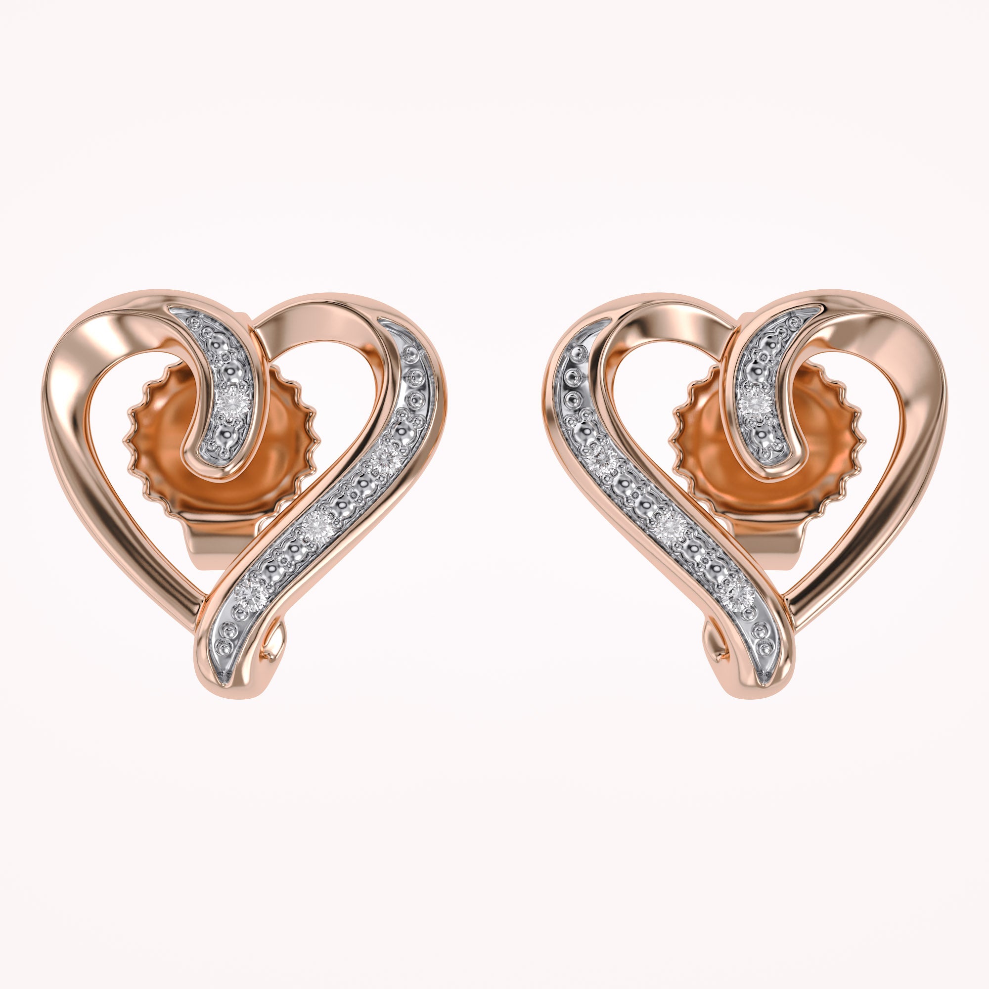 Heart Stud Earrings Natural Diamond