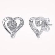 Heart Stud Earrings Natural Diamond