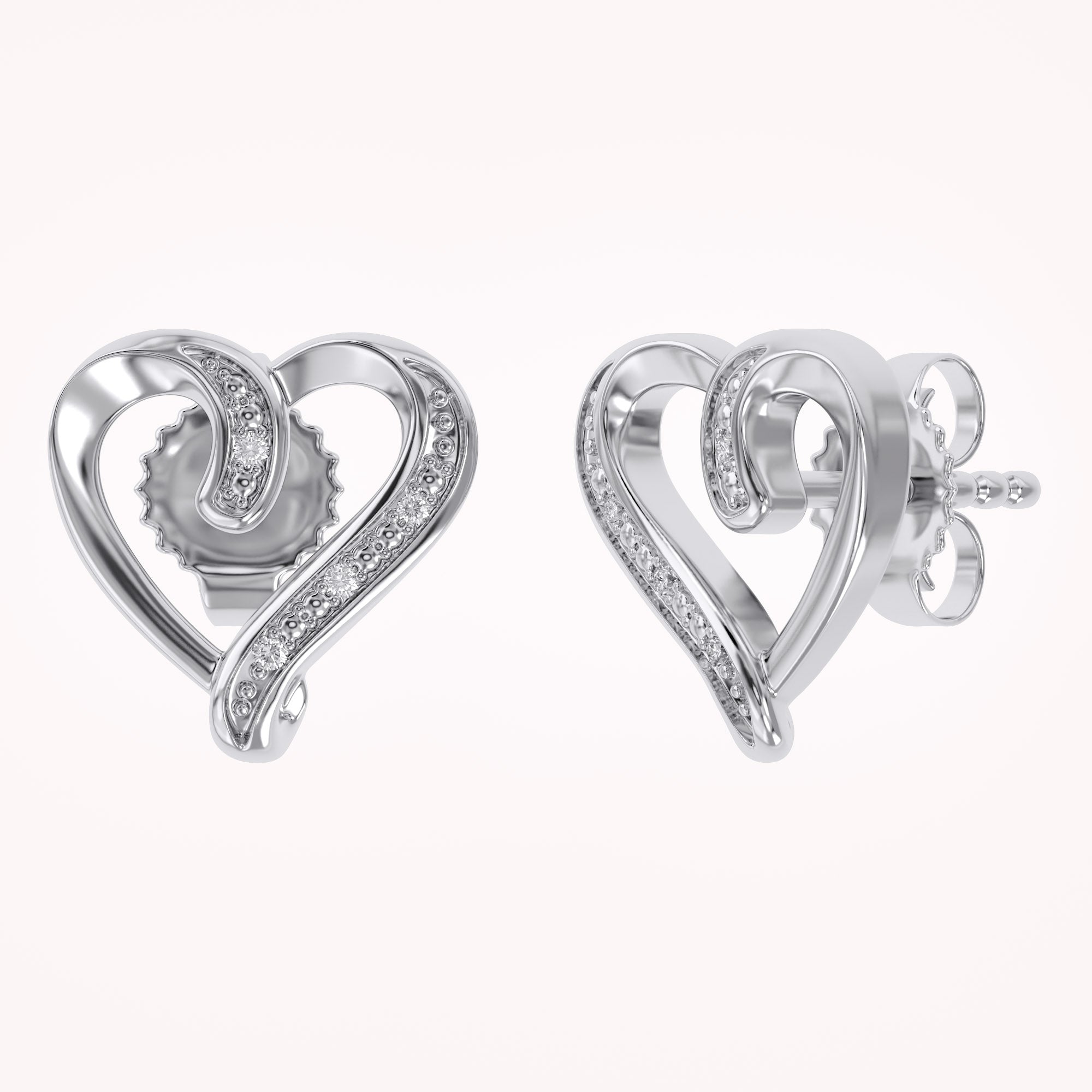 Heart Stud Earrings Lab Grown Diamond