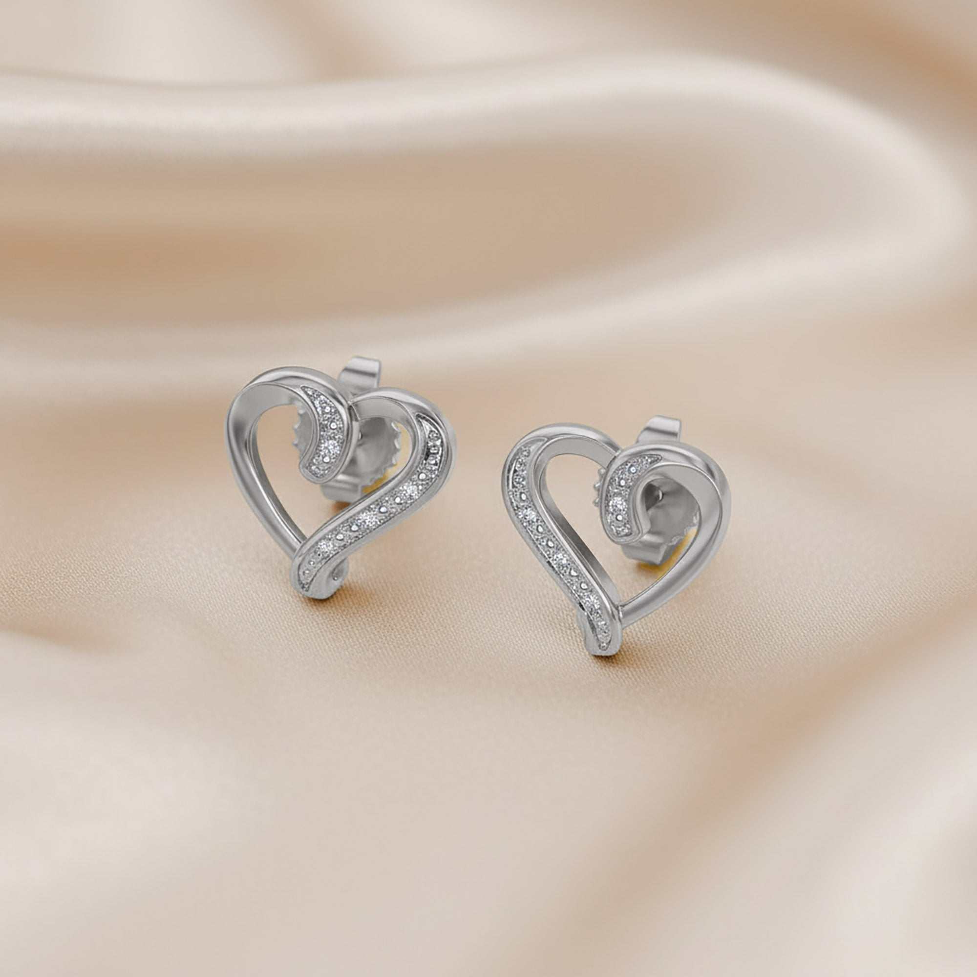 Heart Stud Earrings Natural Diamond