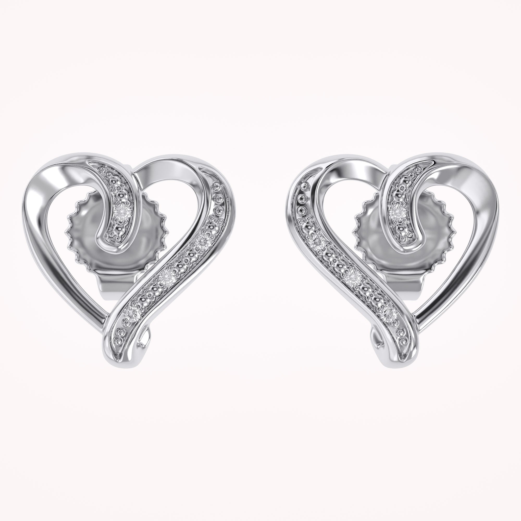 Heart Stud Earrings Natural Diamond