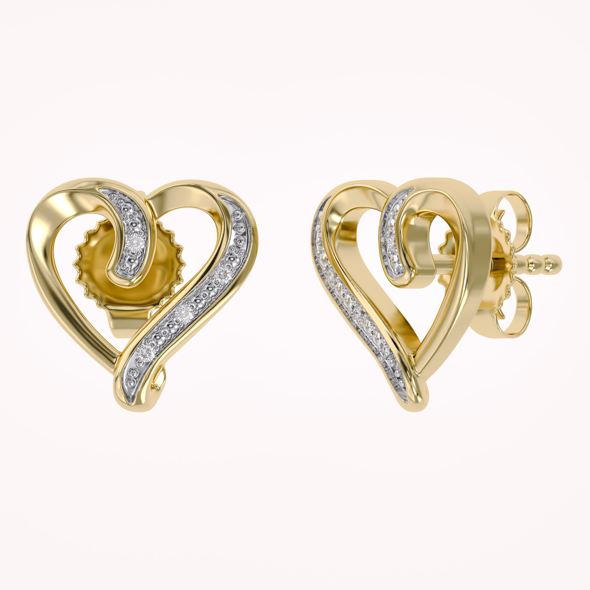 Heart Stud Earrings Natural Diamond