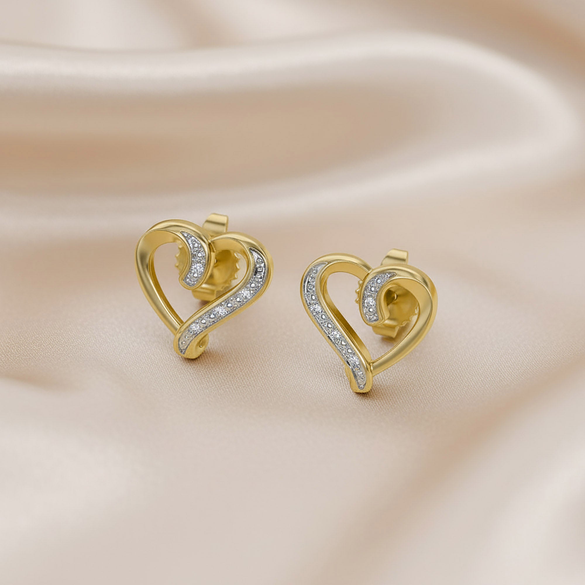 Heart Stud Earrings Natural Diamond