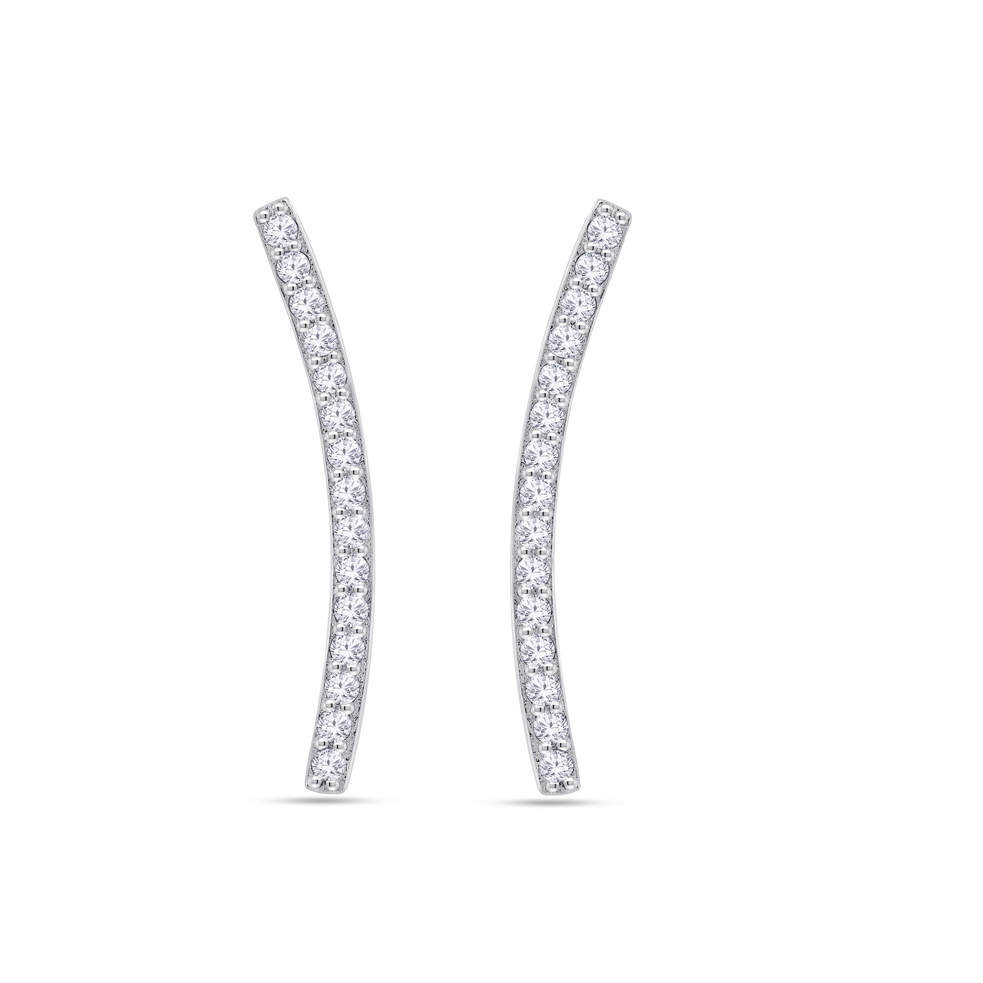 Cubic Zirconia Dainty Curved Bar Stud Earrings