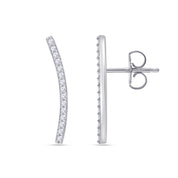 Cubic Zirconia Dainty Curved Bar Stud Earrings