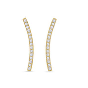 Cubic Zirconia Dainty Curved Bar Stud Earrings