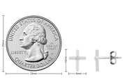 Natural White Diamond Cross Stud Earrings For Women's In 14K Gold Over Sterling Silver (0.02 Cttw, I2-I3 Clarity)