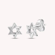 14K Gold Over Sterling Silver Plain Star Of David Stud Earrings