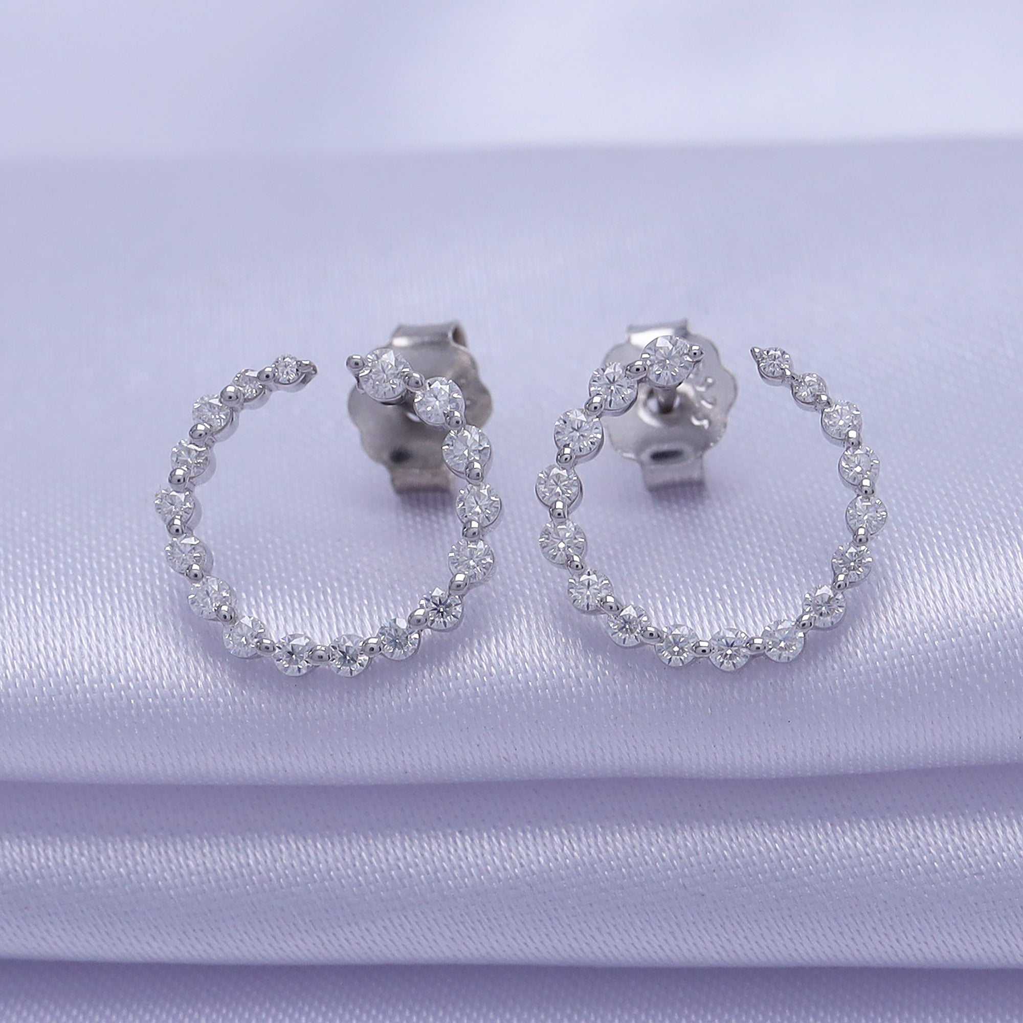 0.40 Carat Round Lab Created Moissanite Circle Stud Earrings In 925 Sterling Silver